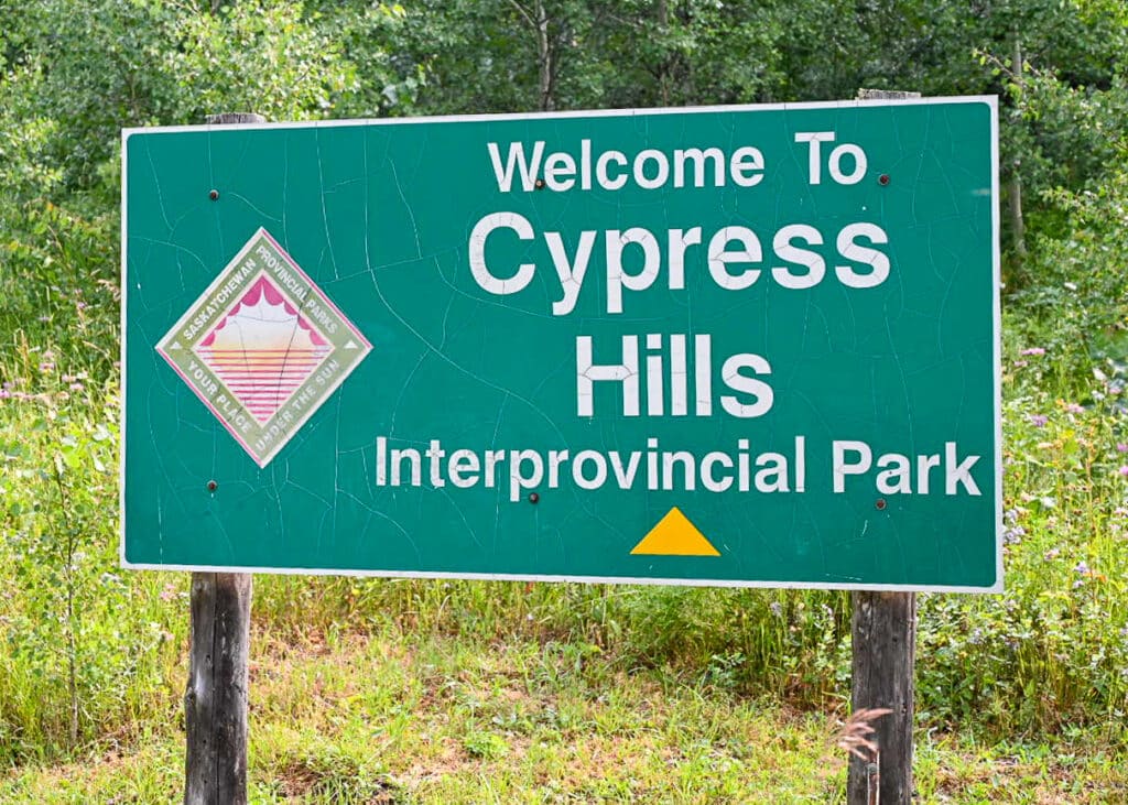 Cypress Hills Interprovincial Park Welcome sign