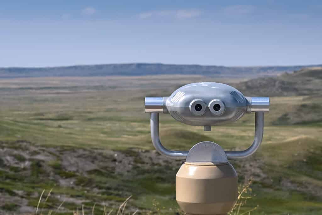 Binoculars over the Grasslands National Park, Saskatchewan