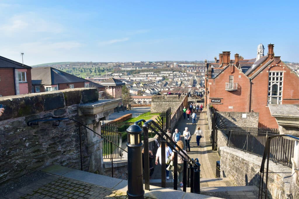 View of old city walls and walkway