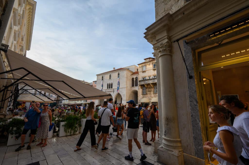 Crowds in the People's Square Split, Croatia