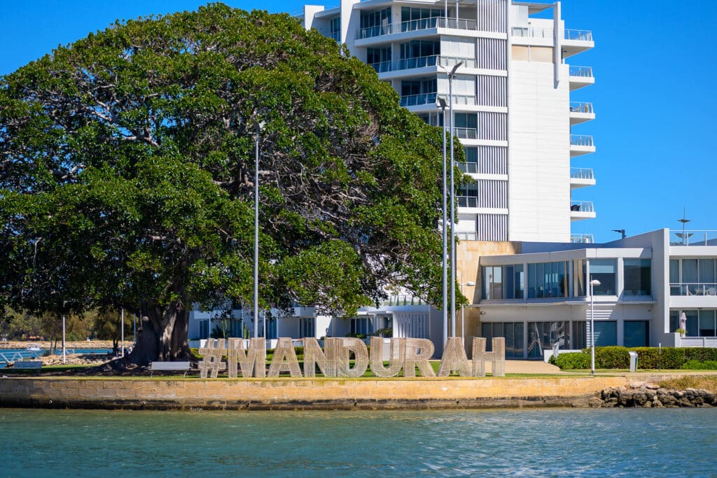 Day trip from Perth Mandurah sign