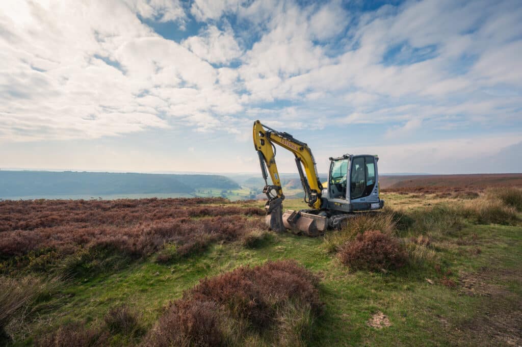 Digger on top of the Hole of Horcum Yorkshire