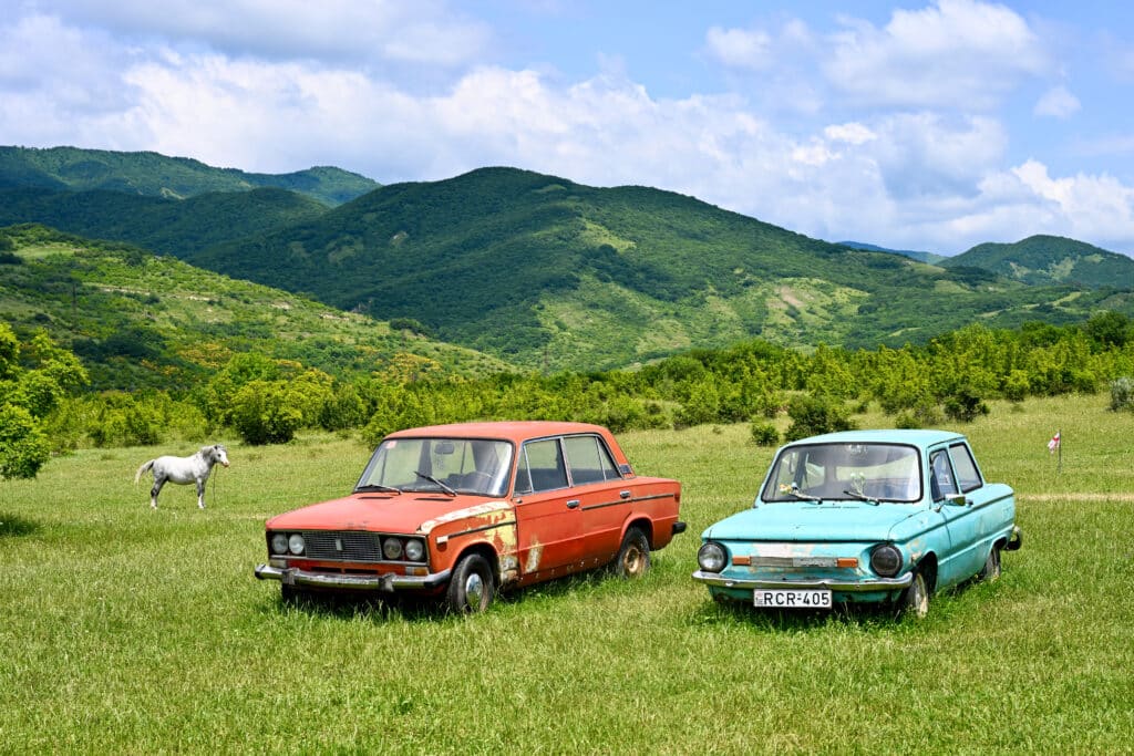 Lada cars, Georgian Military Highway, Georgia