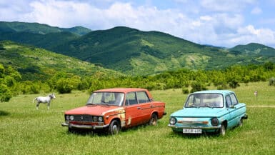 Lada cars, Georgian Military Highway, Georgia