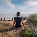 Girl on Spurn Point Beach, East Yorkshire