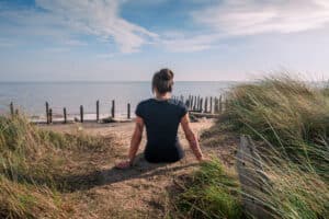 Girl on Spurn Point Beach, East Yorkshire
