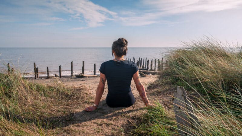 Girl on Spurn Point Beach, East Yorkshire