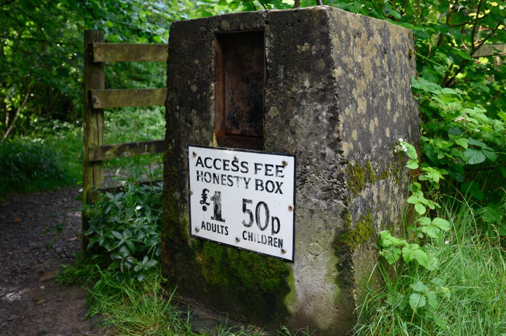 Donation box at Upper Aysgarth Falls