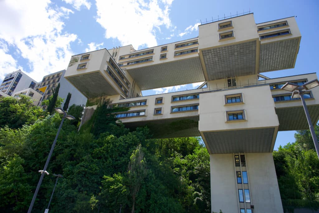 Modern architecture - Pile of stone cubes and arms