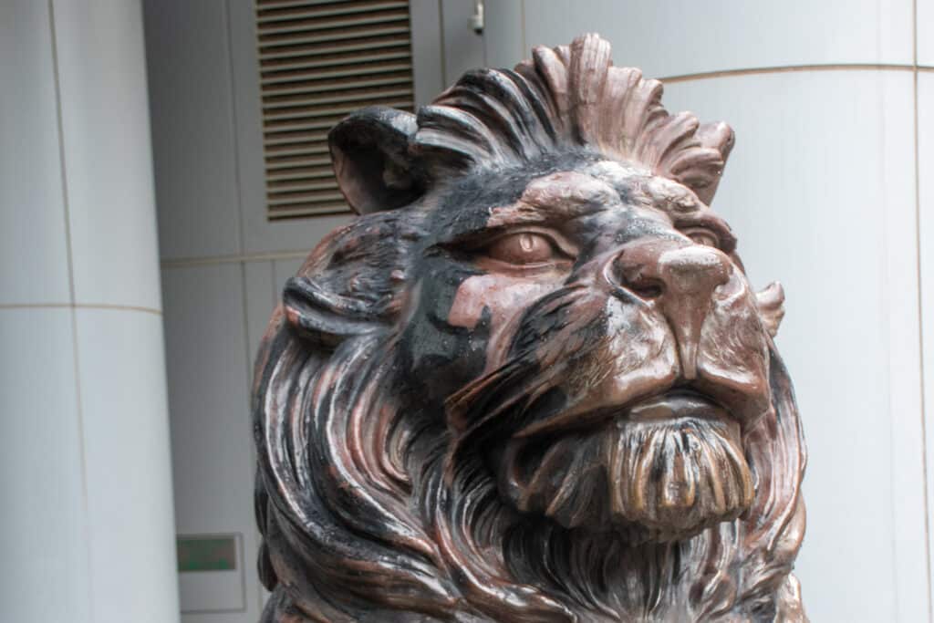 Lion statue close up