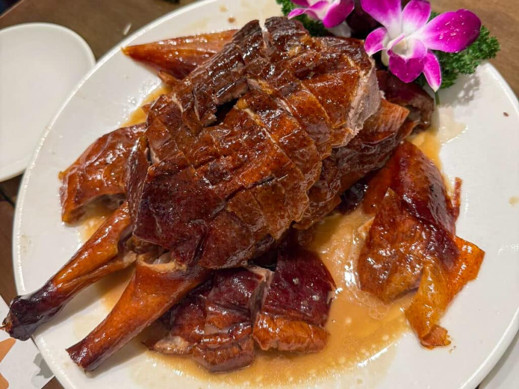 Roast duck on a plate