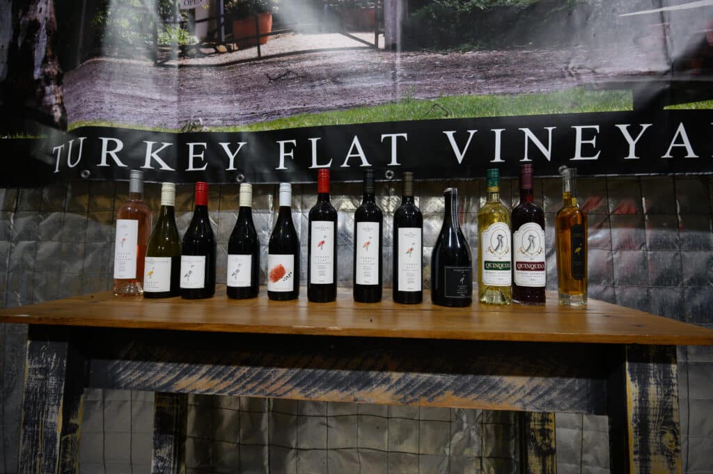 Barossa Valley Turkey Flat Vineyards wine bottles display
