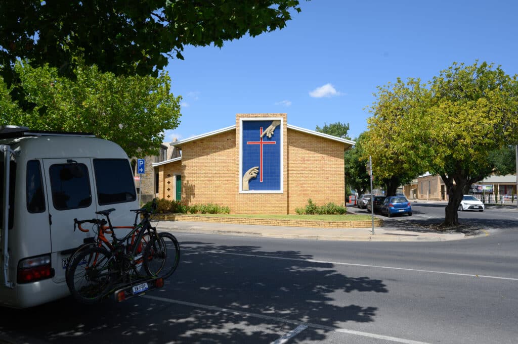 Barossa Valley Tanunda street with church mural