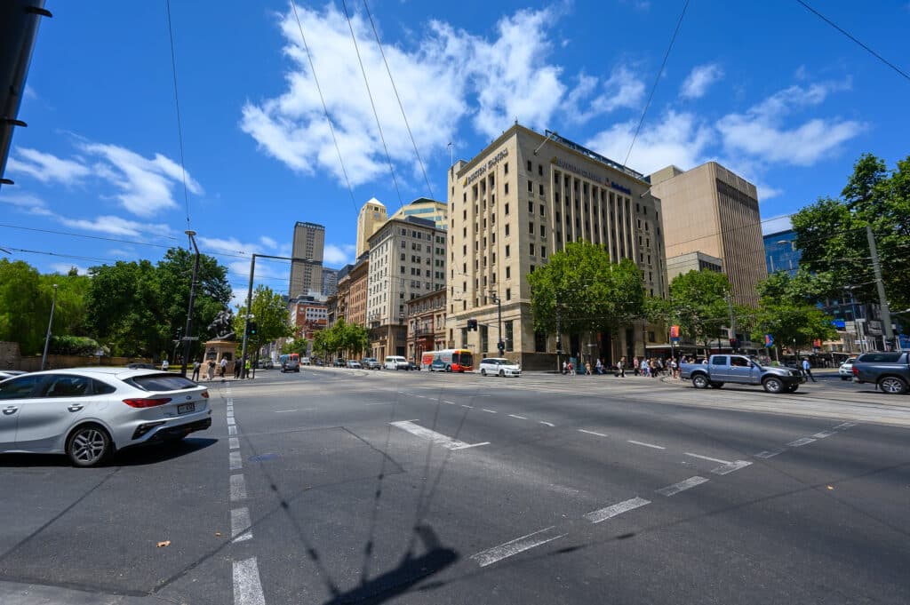 Things to do in Adelaide busy city centre intersection