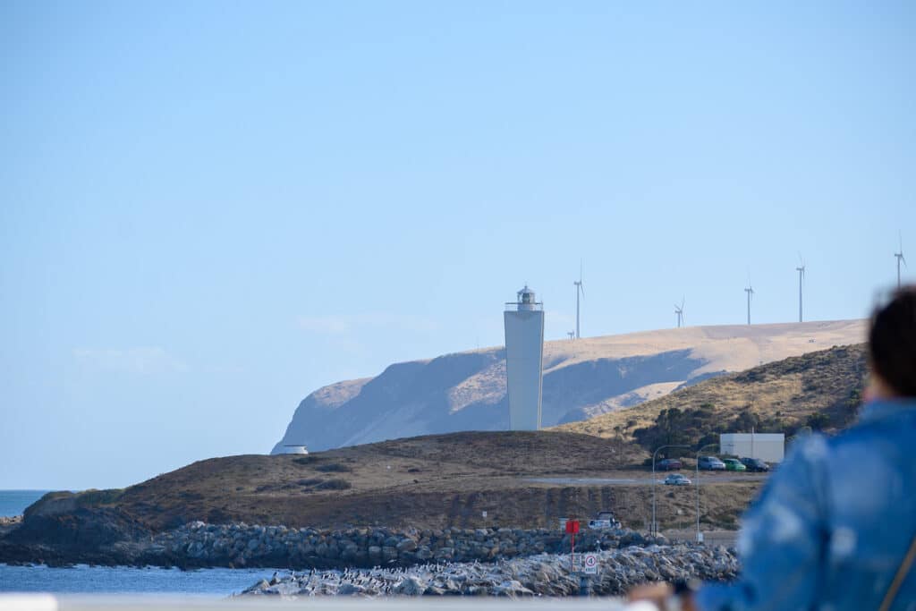 Kangaroo Island day trip coastal lighthouse with wind turbines