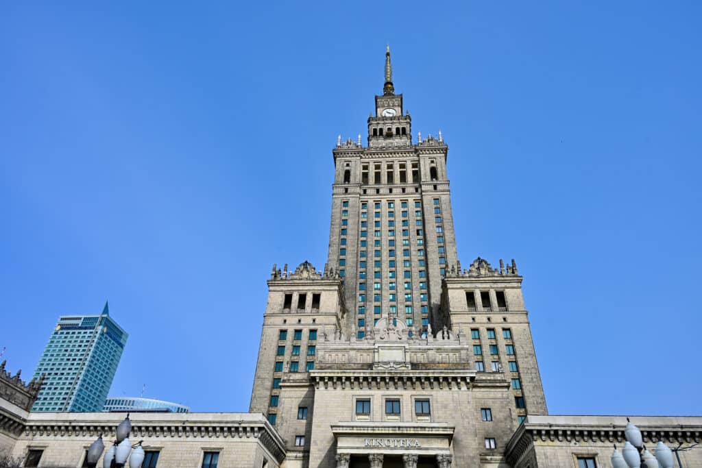 Large Soviet Era building with tall central tower